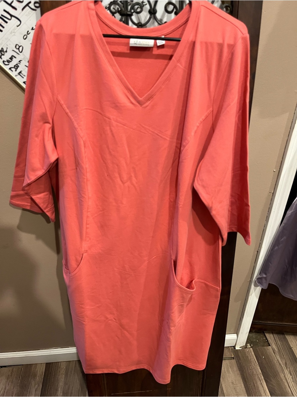 Vince Coral V-Neck Tunic with Pockets